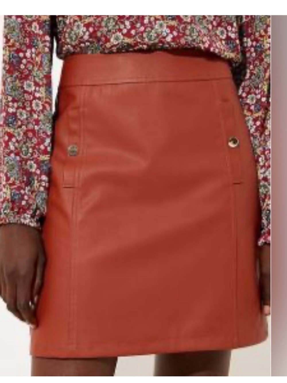 Loft Brown Faux Leather Skirt Size 8